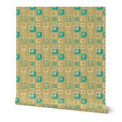 Mod Abstract Tan and Teal