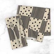 Black Dots & Stripes on Cappuccino | Cheater Quilt Blocks