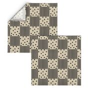 Black Dots & Stripes on Cappuccino | Cheater Quilt Blocks