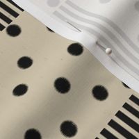 Black Dots & Stripes on Cappuccino | Cheater Quilt Blocks