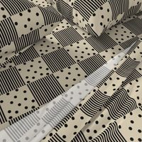 Black Dots & Stripes on Cappuccino | Cheater Quilt Blocks