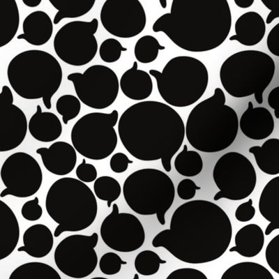 Black doodle comma bubbles on white background