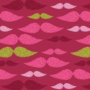 Funny mustache pattern. Pink and green colors