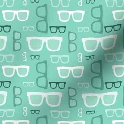 Hipster glasses pattern . Mint color pallet