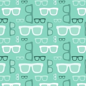 Hipster glasses pattern . Mint color pallet