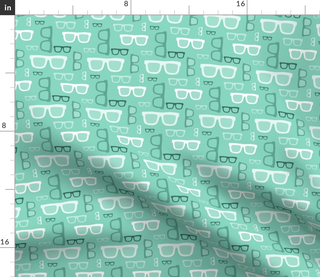 Hipster glasses pattern . Mint color pallet
