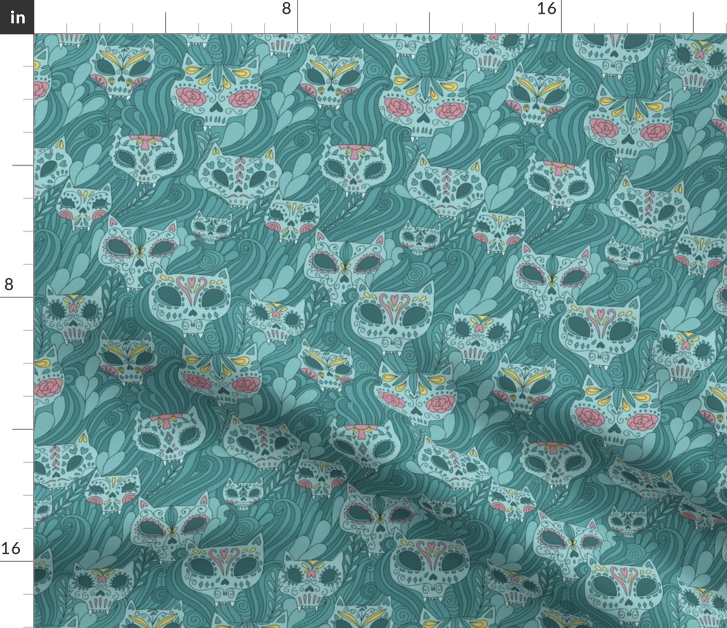 Calavera cats. Sugar skull. Halloween doodle design