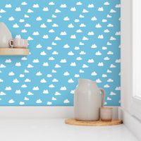 clouds // soft pastel baby blue clouds illustration pattern for baby nursery