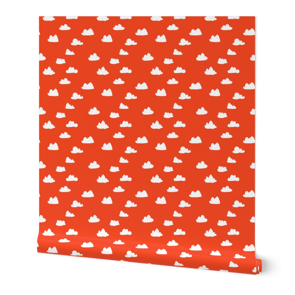 clouds // vermillion red orangey-red cloud design