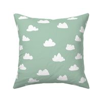 clouds // cambridge blue green pastel gender neutral mint fabric