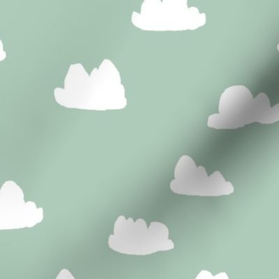 clouds // cambridge blue green pastel gender neutral mint fabric