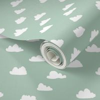 clouds // cambridge blue green pastel gender neutral mint fabric