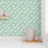 clouds // cambridge blue green pastel gender neutral mint fabric