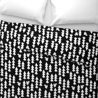 woodland squirrel  fabric// black and white triangle trees woodland forest fir tree forest