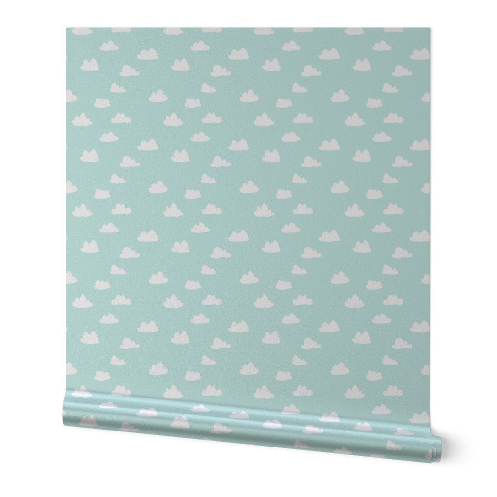 clouds // pale sky blue pastel baby nursery design