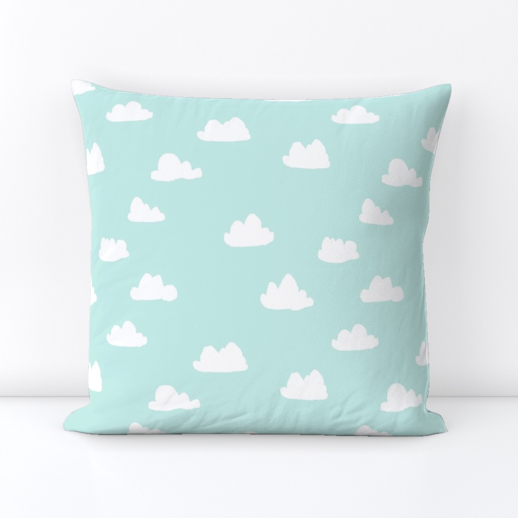 clouds // pale sky blue pastel baby nursery design