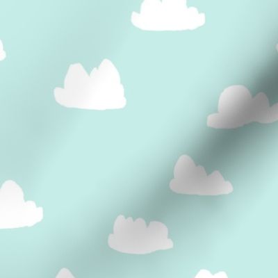 clouds // pale sky blue pastel baby nursery design