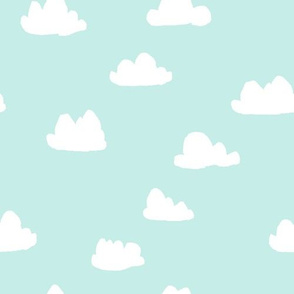 clouds // pale sky blue pastel baby nursery design