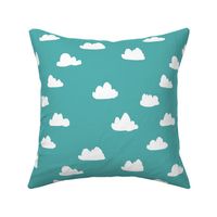 clouds // aqua sky blue clouds pattern illustration for boys or girls gender neutral bright nursery textile