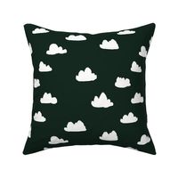 clouds // very dark green clouds fabric