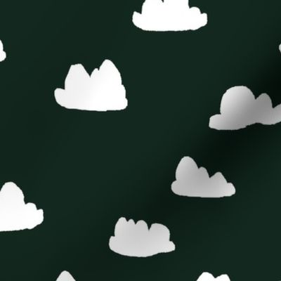 clouds // very dark green clouds fabric