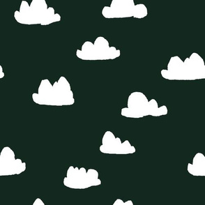 clouds // very dark green clouds fabric