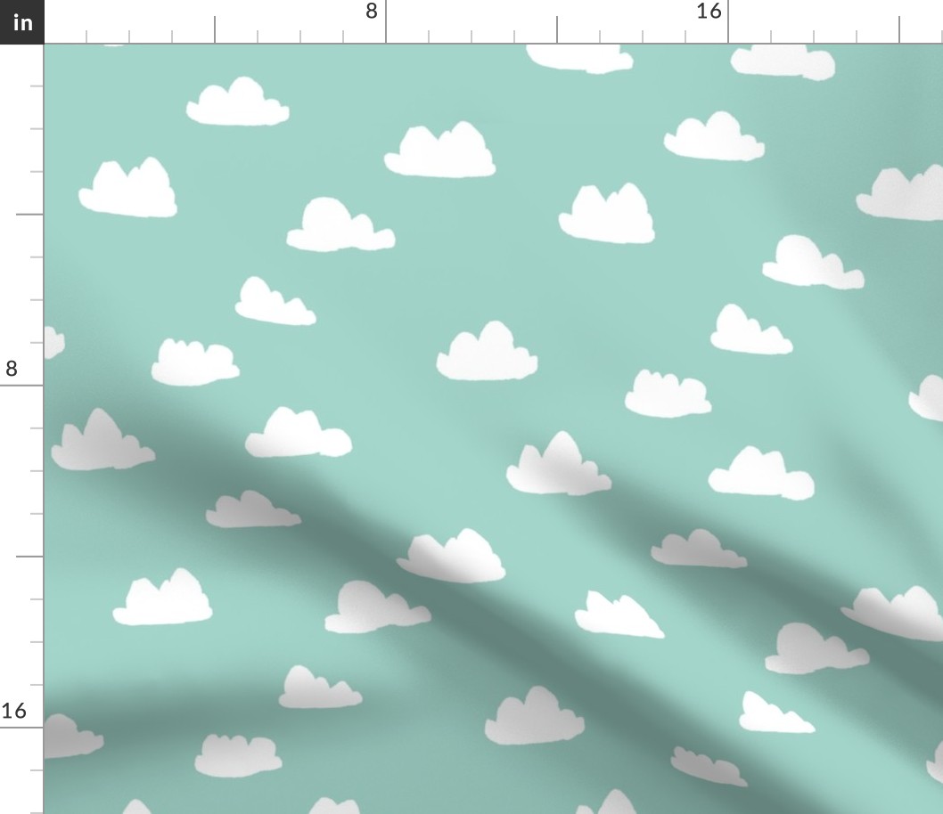 clouds // mint green pastel gender neutral fabrics