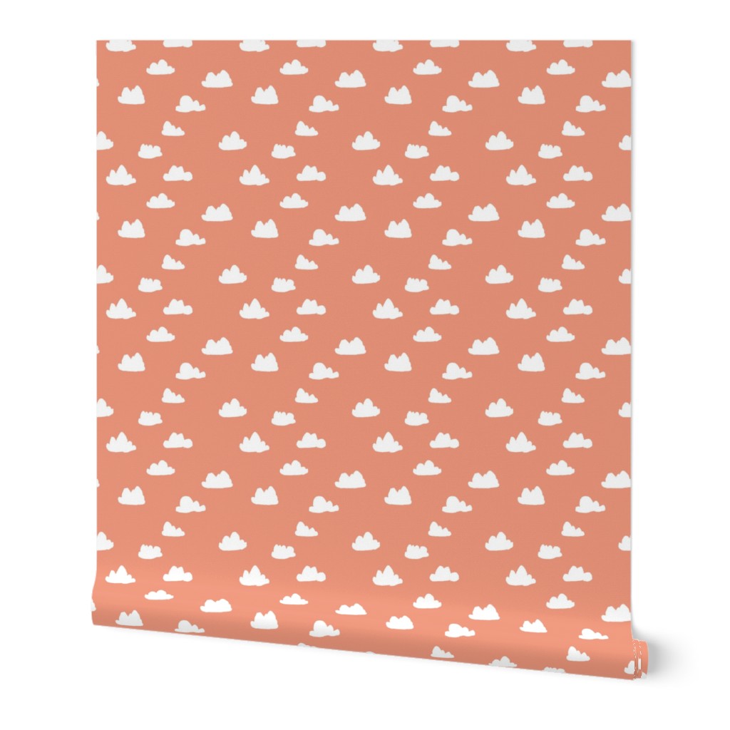 clouds // tea rose pastel coral peach clouds design for home decor textiles