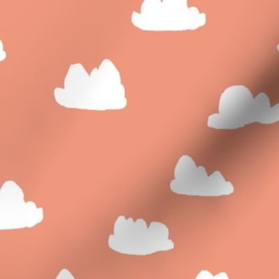 clouds // tea rose pastel coral peach clouds design for home decor textiles