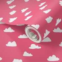 clouds // bright pink girly clouds design for textiles and baby nursery projects