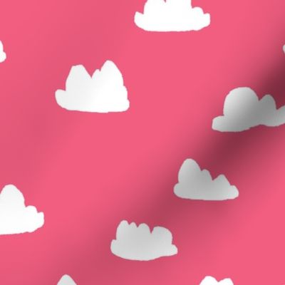 clouds // bright pink girly clouds design for textiles and baby nursery projects