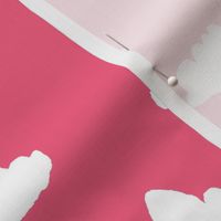 clouds // bright pink girly clouds design for textiles and baby nursery projects