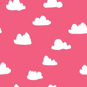 clouds // bright pink girly clouds design for textiles and baby nursery projects
