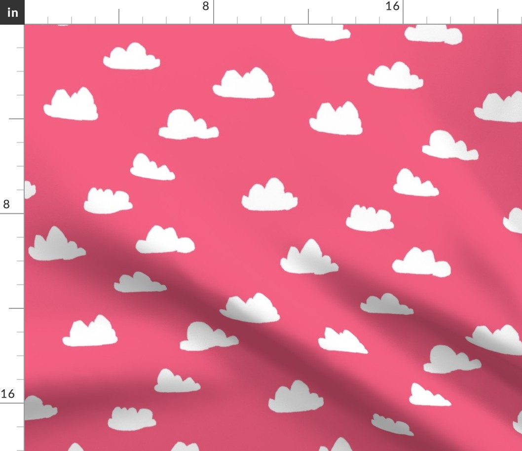 clouds // bright pink girly clouds design for textiles and baby nursery projects