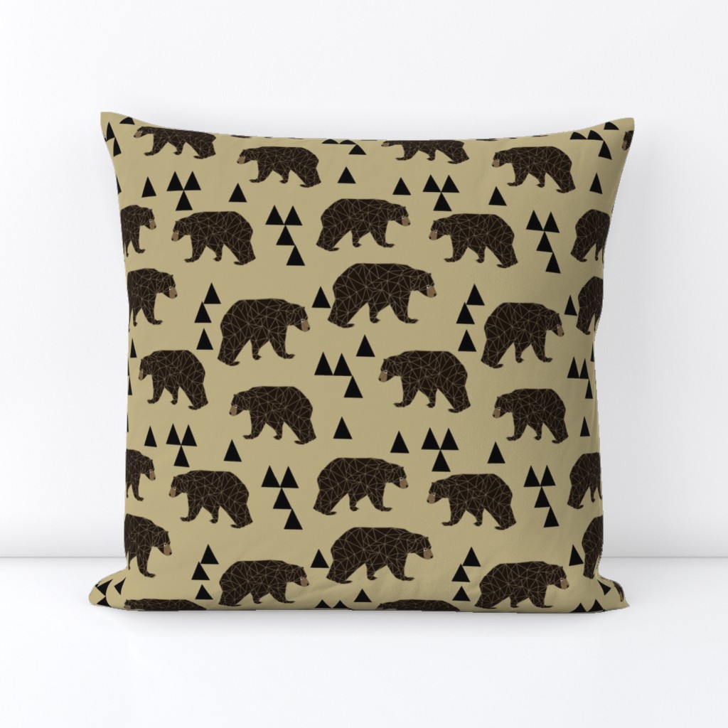 geometric bear // khaki woodland man trendy triangle bear design