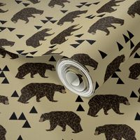 geometric bear // khaki woodland man trendy triangle bear design