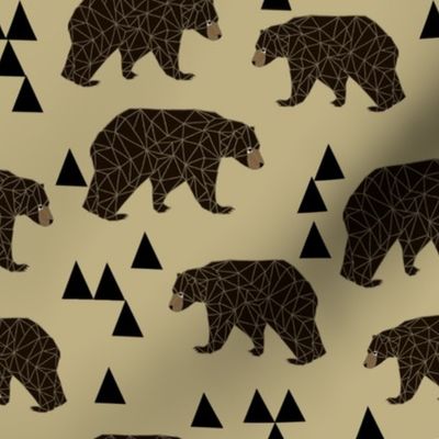 geometric bear // khaki woodland man trendy triangle bear design