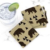 geometric bear // khaki woodland man trendy triangle bear design