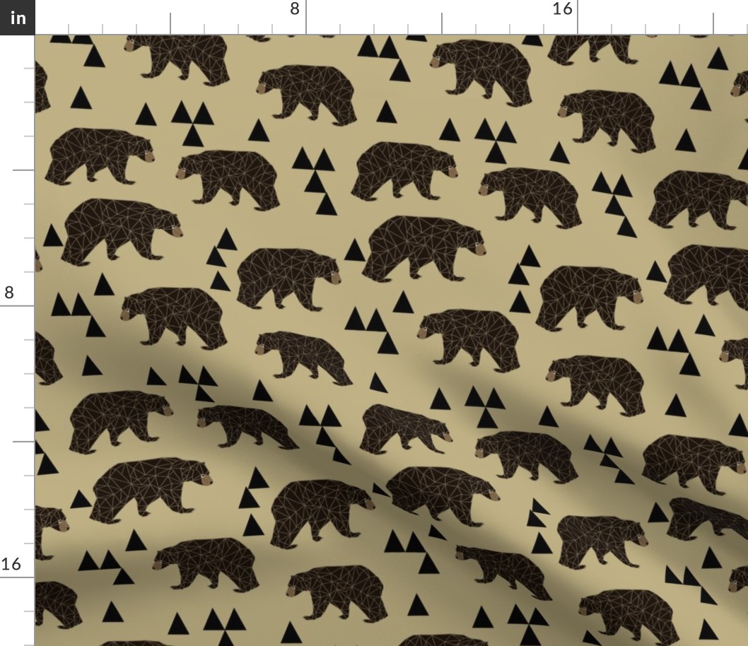 geometric bear // khaki woodland man trendy triangle bear design