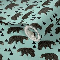 geometric bear // mint gender neutral cool scandi kids design featuring woodland bear and triangles