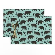 geometric bear // mint gender neutral cool scandi kids design featuring woodland bear and triangles