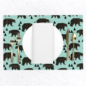 geometric bear // mint gender neutral cool scandi kids design featuring woodland bear and triangles