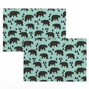 geometric bear // mint gender neutral cool scandi kids design featuring woodland bear and triangles