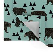 geometric bear // mint gender neutral cool scandi kids design featuring woodland bear and triangles