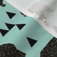 geometric bear // mint gender neutral cool scandi kids design featuring woodland bear and triangles