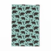 geometric bear // mint gender neutral cool scandi kids design featuring woodland bear and triangles