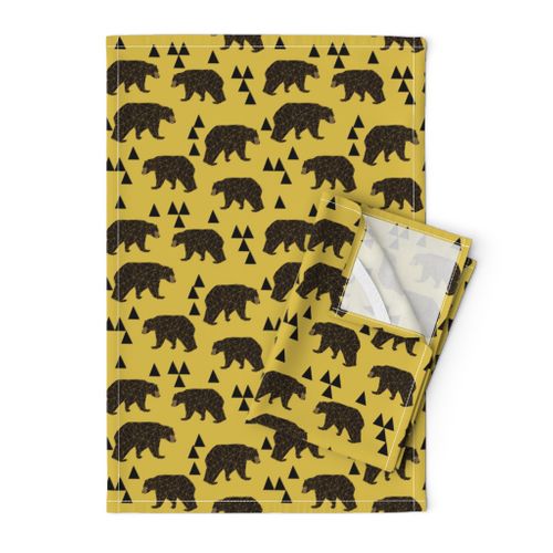 geometric bear // mustard trendy gender neutral camping woodland geo bear with triangles for cool hipster kids clothes