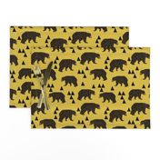 geometric bear // mustard trendy gender neutral camping woodland geo bear with triangles for cool hipster kids clothes