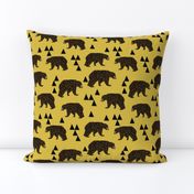 geometric bear // mustard trendy gender neutral camping woodland geo bear with triangles for cool hipster kids clothes
