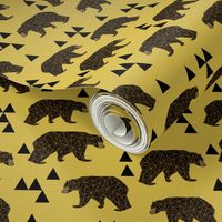 geometric bear // mustard trendy gender neutral camping woodland geo bear with triangles for cool hipster kids clothes